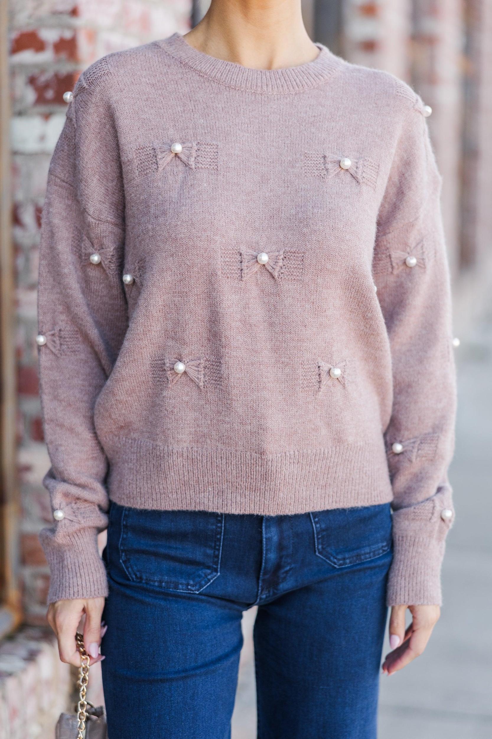 Such Bliss Mocha Brown Embellished Sweater Female Product Image