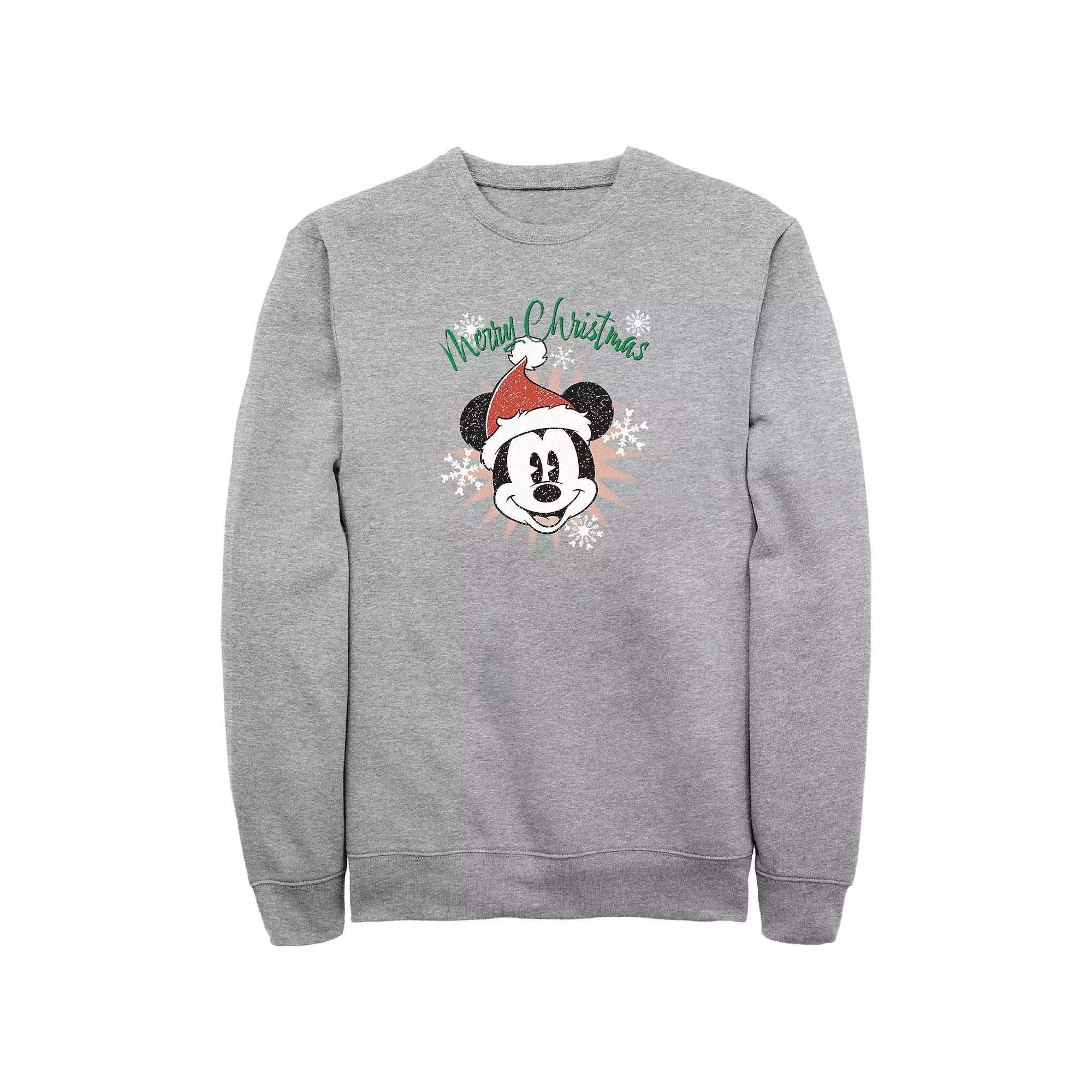 Disney's Mickey Mouse Merry Christmas Big & Tall Graphic Fleece, Men's, Size: 3XL Tall, Athletic Grey Product Image