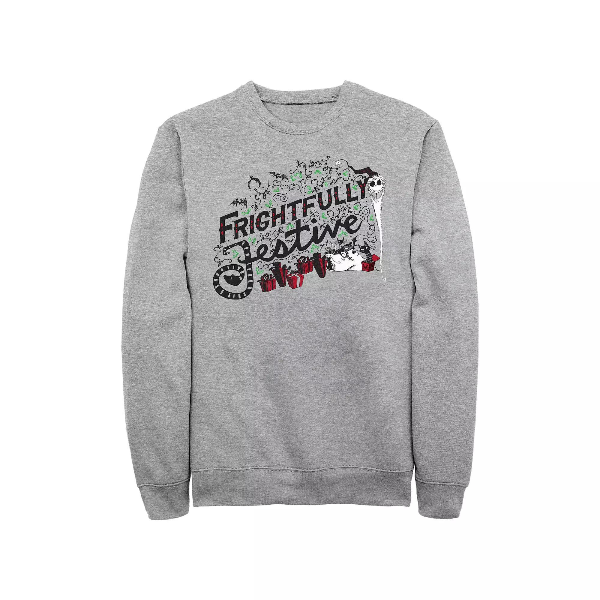 Disney's The Nightmare Before Christmas Frightfully Festive Men's Graphic Fleece, Size: Small, Athletic Grey Product Image