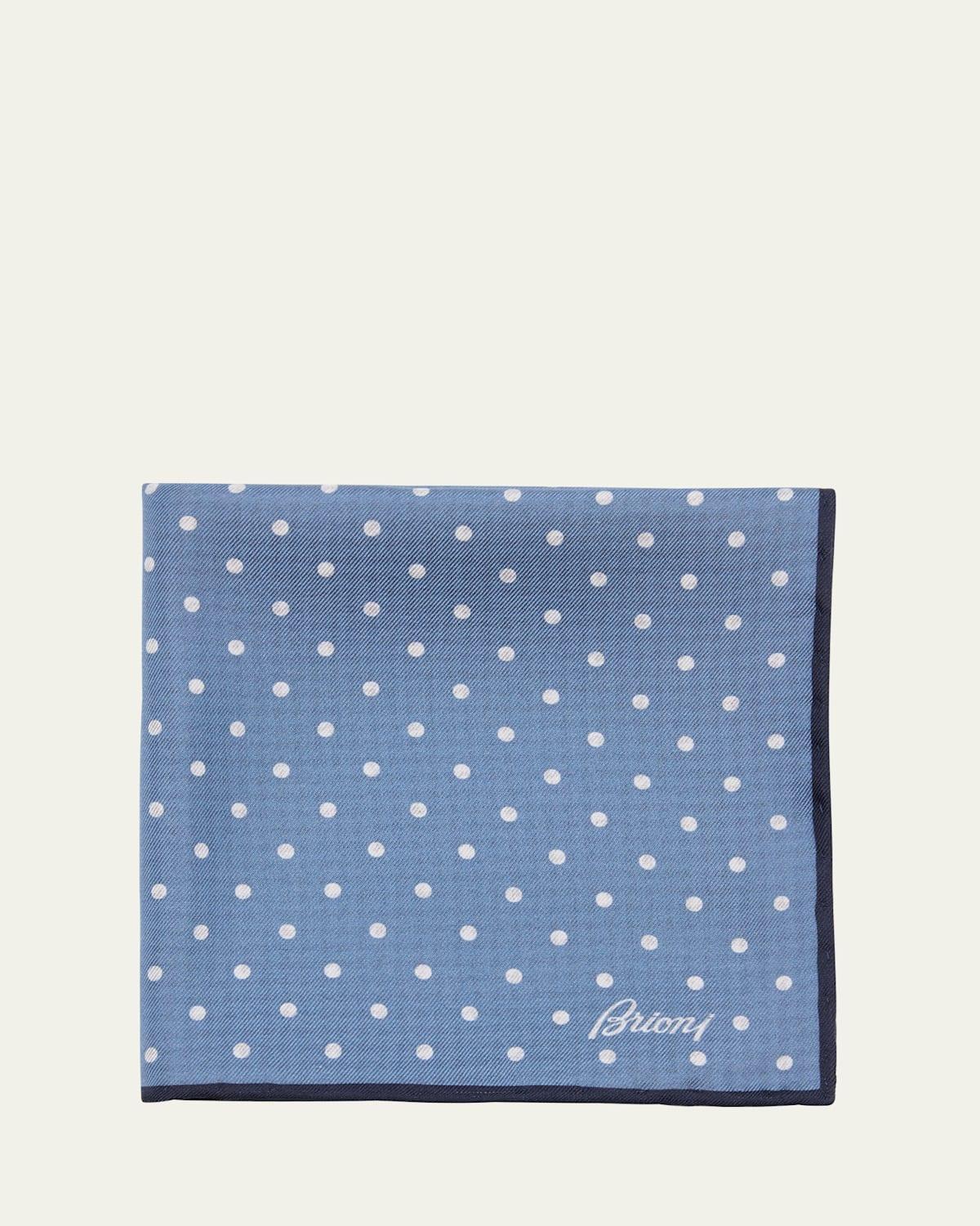 Mens Polka Dot-Houndstooth Reversible Silk Pocket Square Product Image