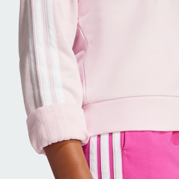 adidas Essentials 3-Stripes French Terry V-neck Sweatshirt Clear Pink M Womens Product Image