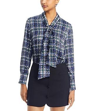 Misook Abstract Print Tie Neck Top Product Image