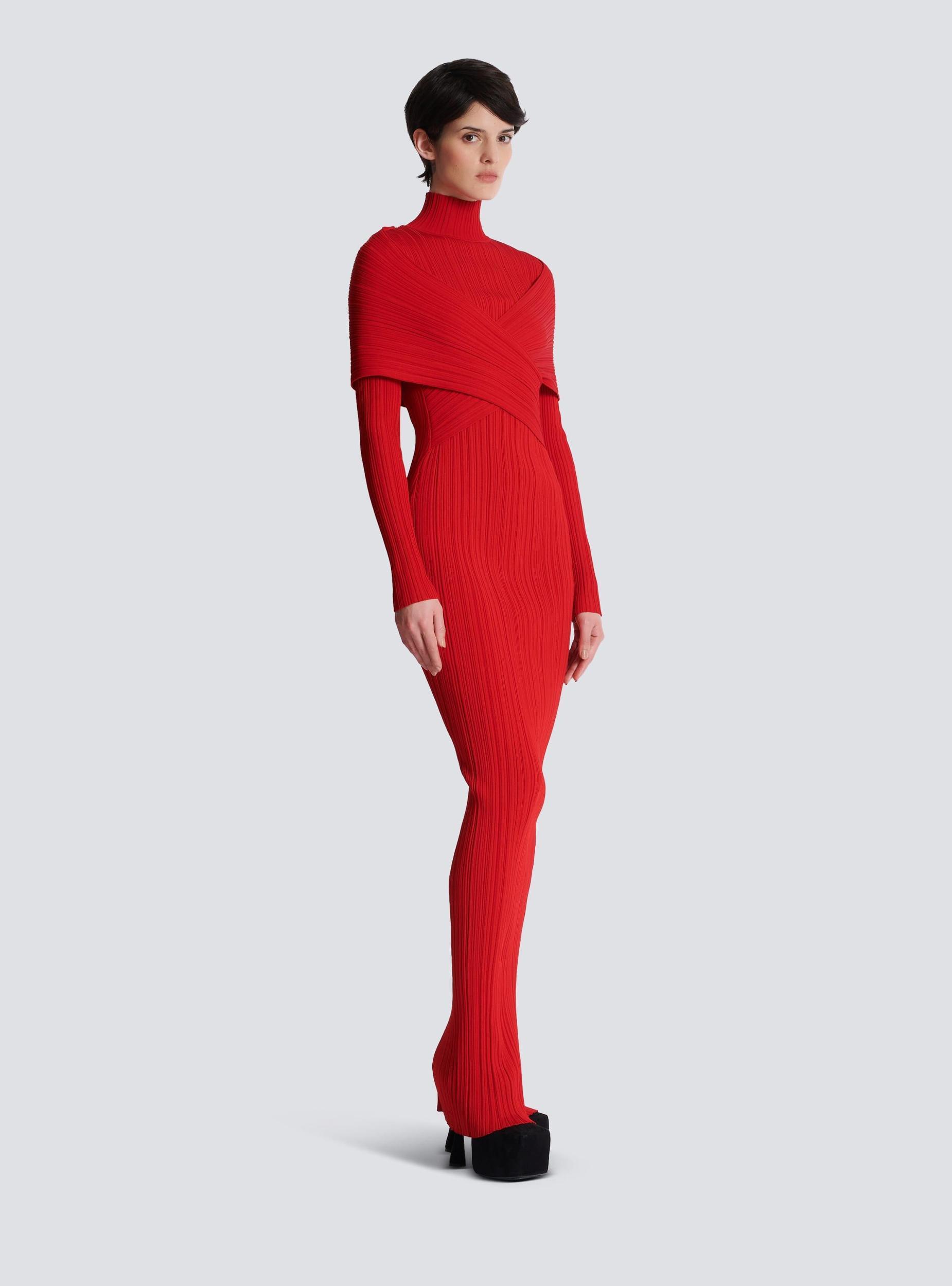 Long pleated knit dress Product Image