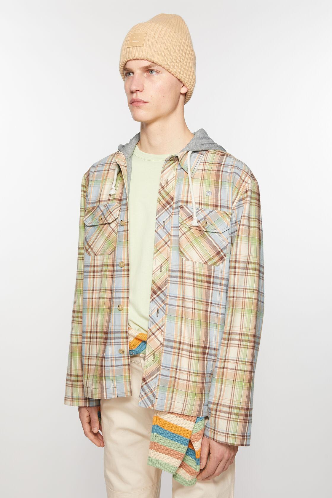 ACNE STUDIOS Checked Cotton Canvas Overshirt In Brown,green Product Image