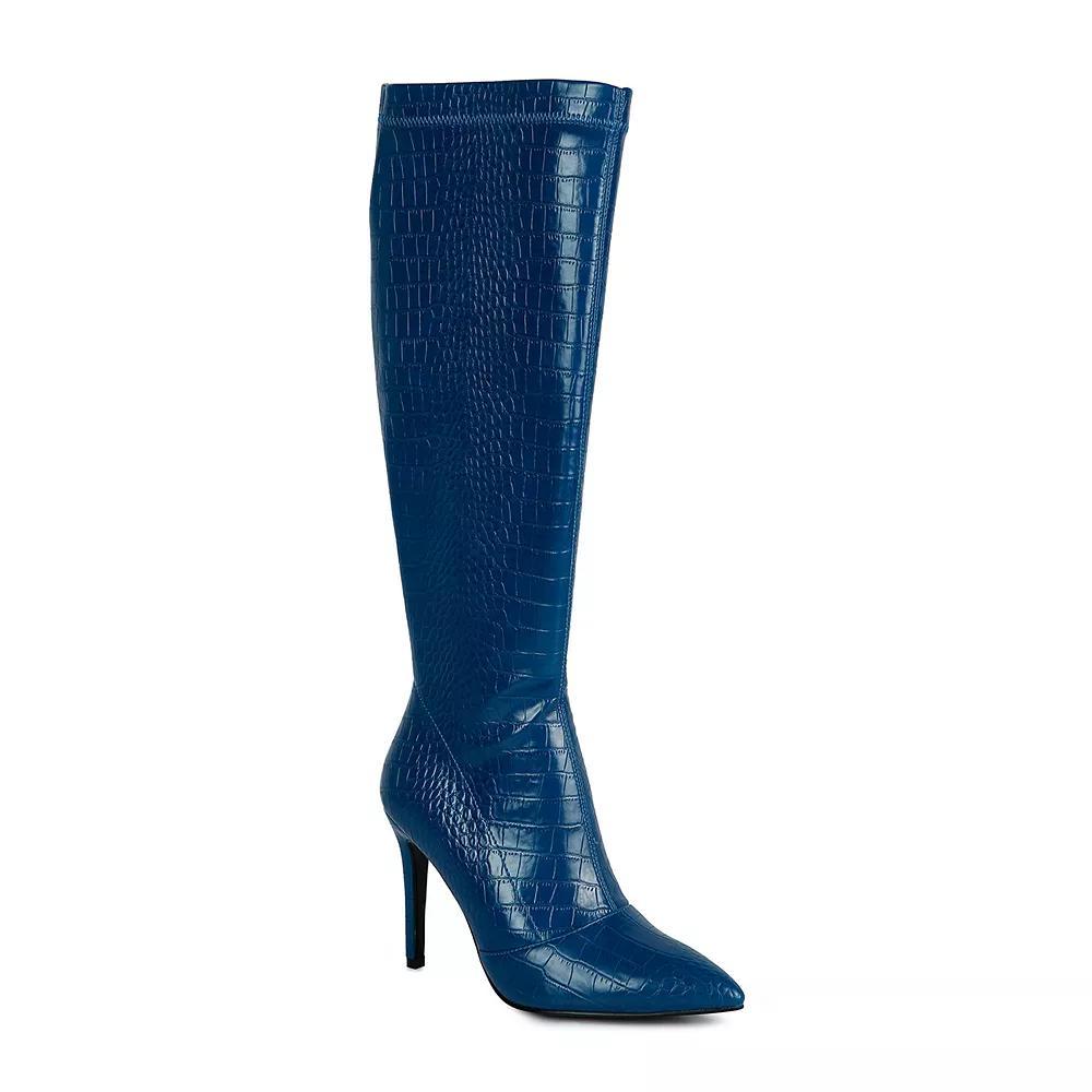 London Rag Wheedle Women's Heeled Mid Calf Boots, Size: 5, Blue Product Image