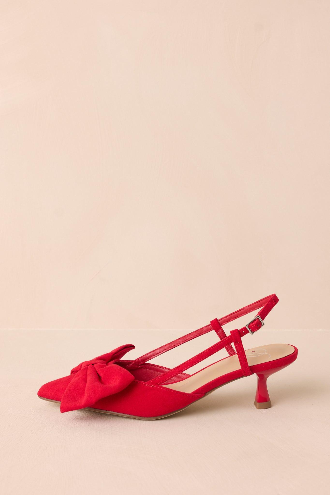 Wildest Dreams Red Pointed Toe Kitten Heels Product Image