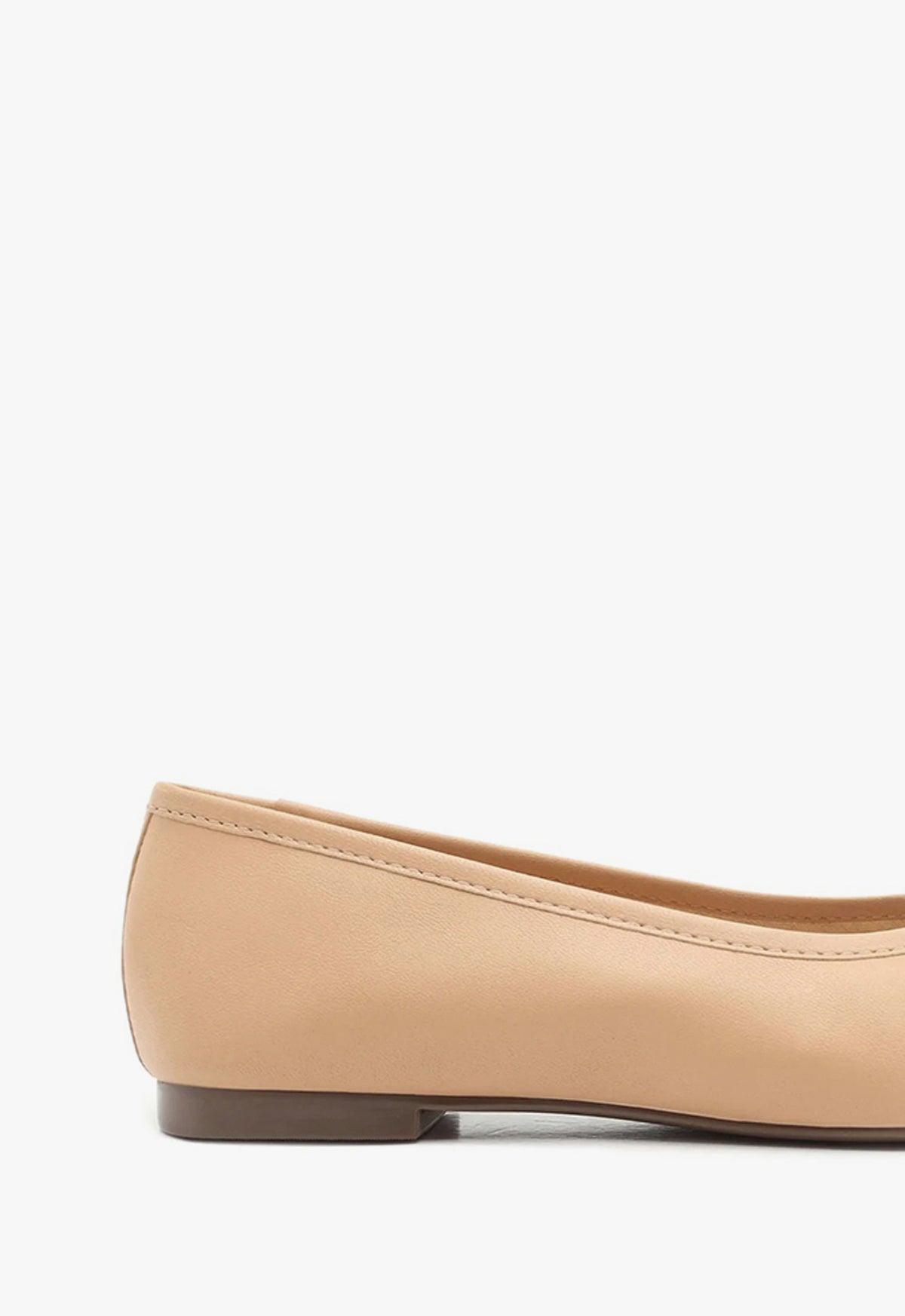Arissa Beige Leather Ballet Flat Product Image