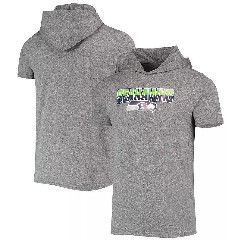 Men's New Era Heathered Gray Seattle Seahawks Team Brushed Hoodie T-Shirt, Size: Large, Grey Product Image