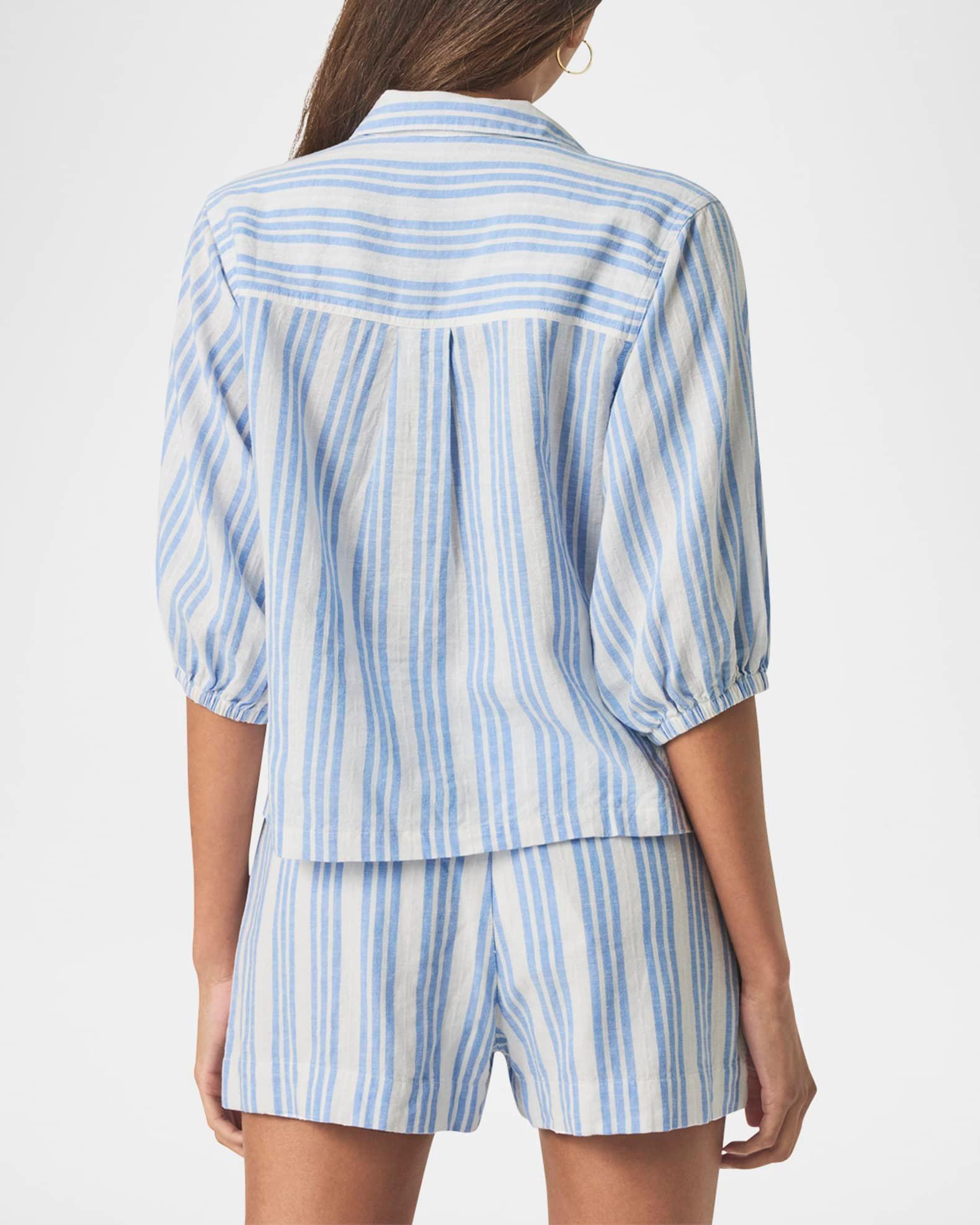 Allison Striped Linen-Blend Top Product Image