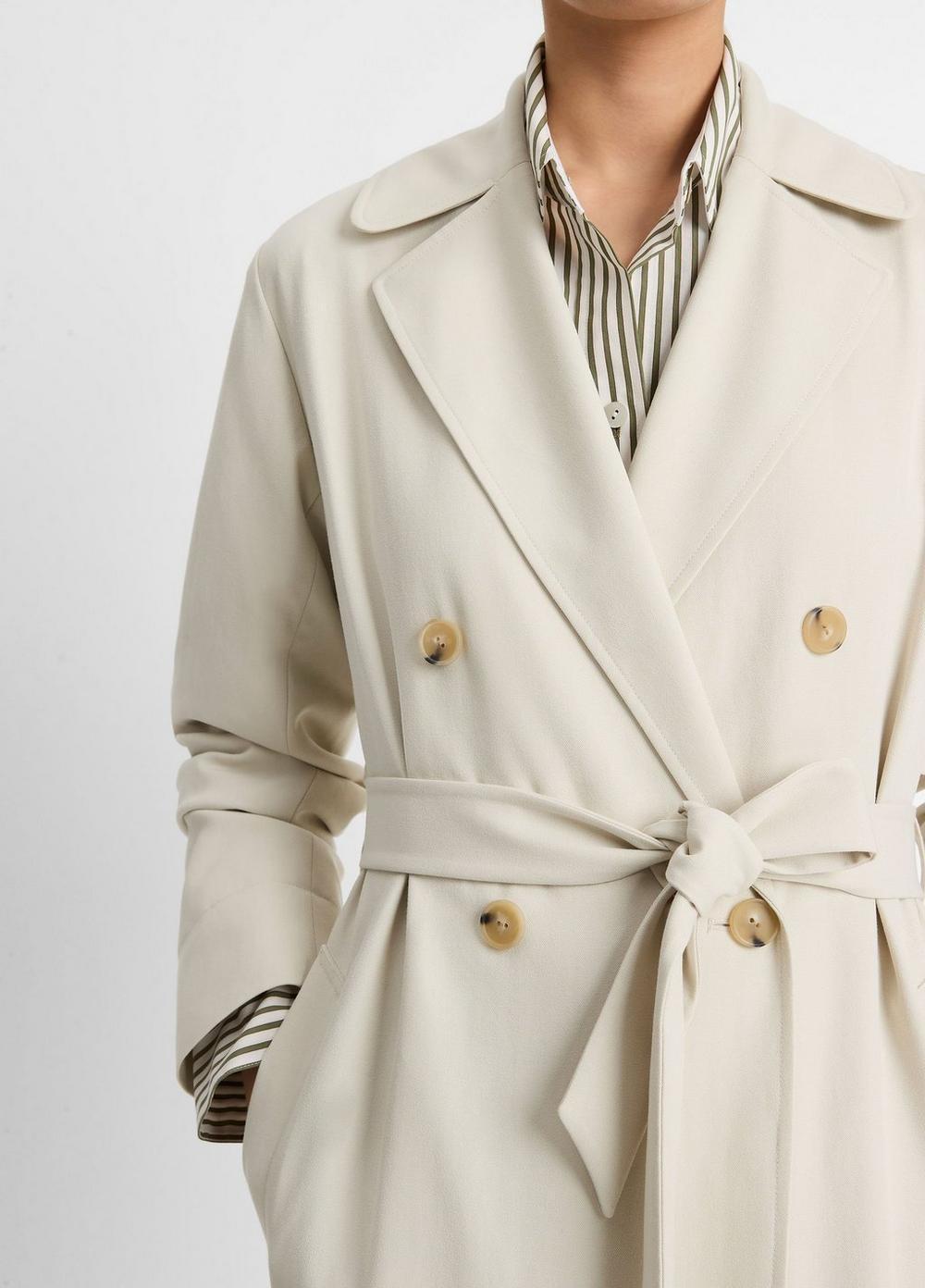 Womens Drapey Trench Coat, White Stone, Size M Vince Product Image