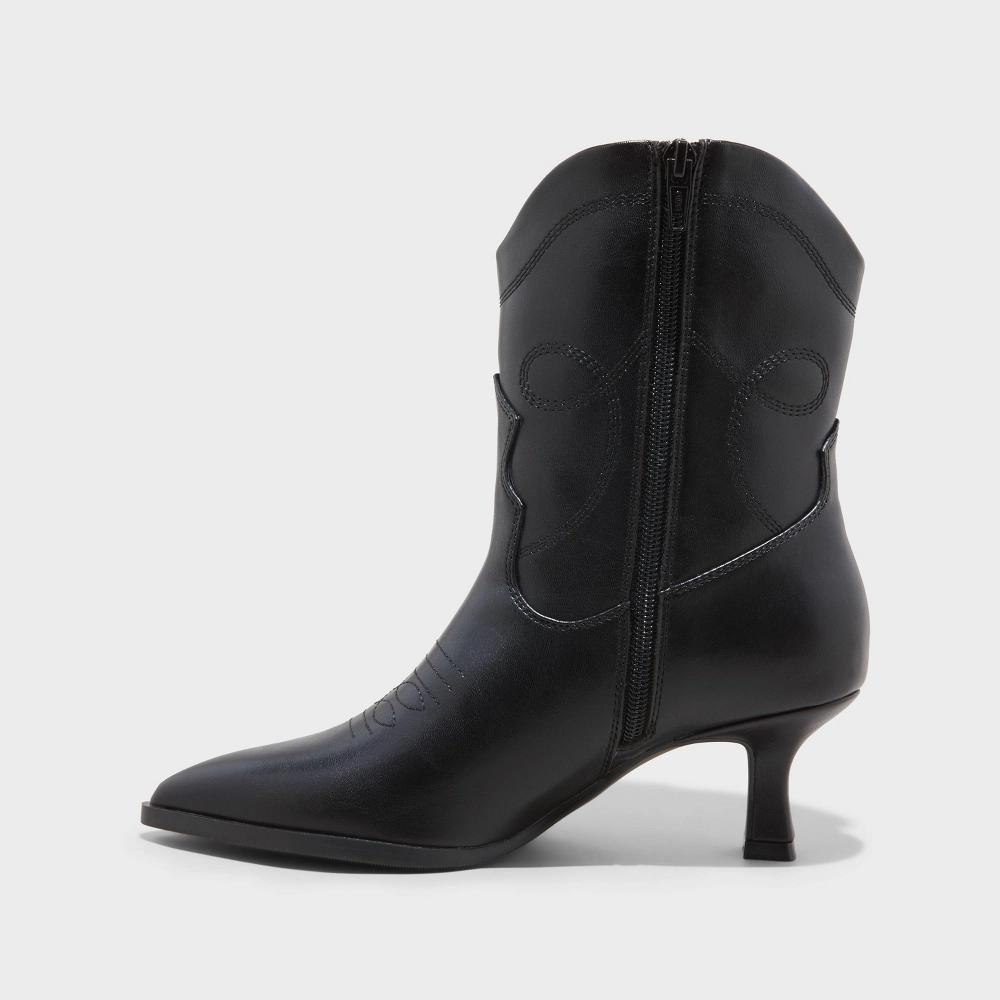 Womens Jenson Western Cowboy Boots with Memory Foam Insole - Universal Thread Black 5 Product Image