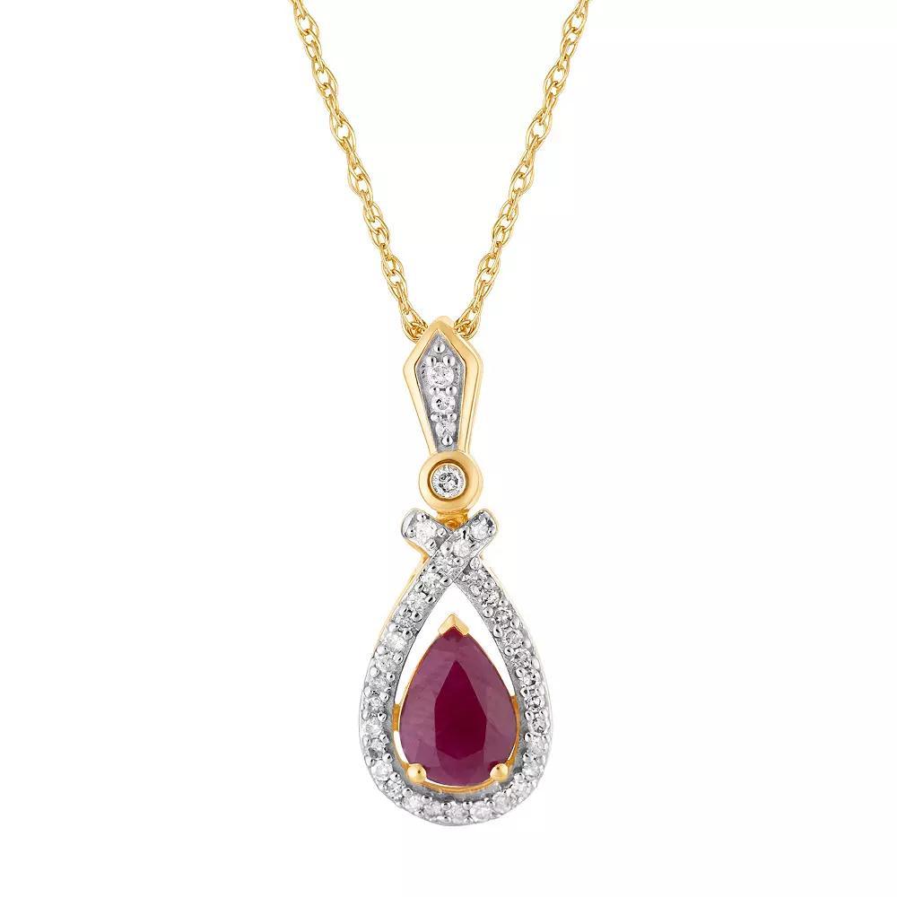 10k White Gold Swiss Blue Topaz & 1/6 Carat T.W. Diamond Teardrop Halo Pendant, Women's, Size: 18", 10k Whgold Product Image