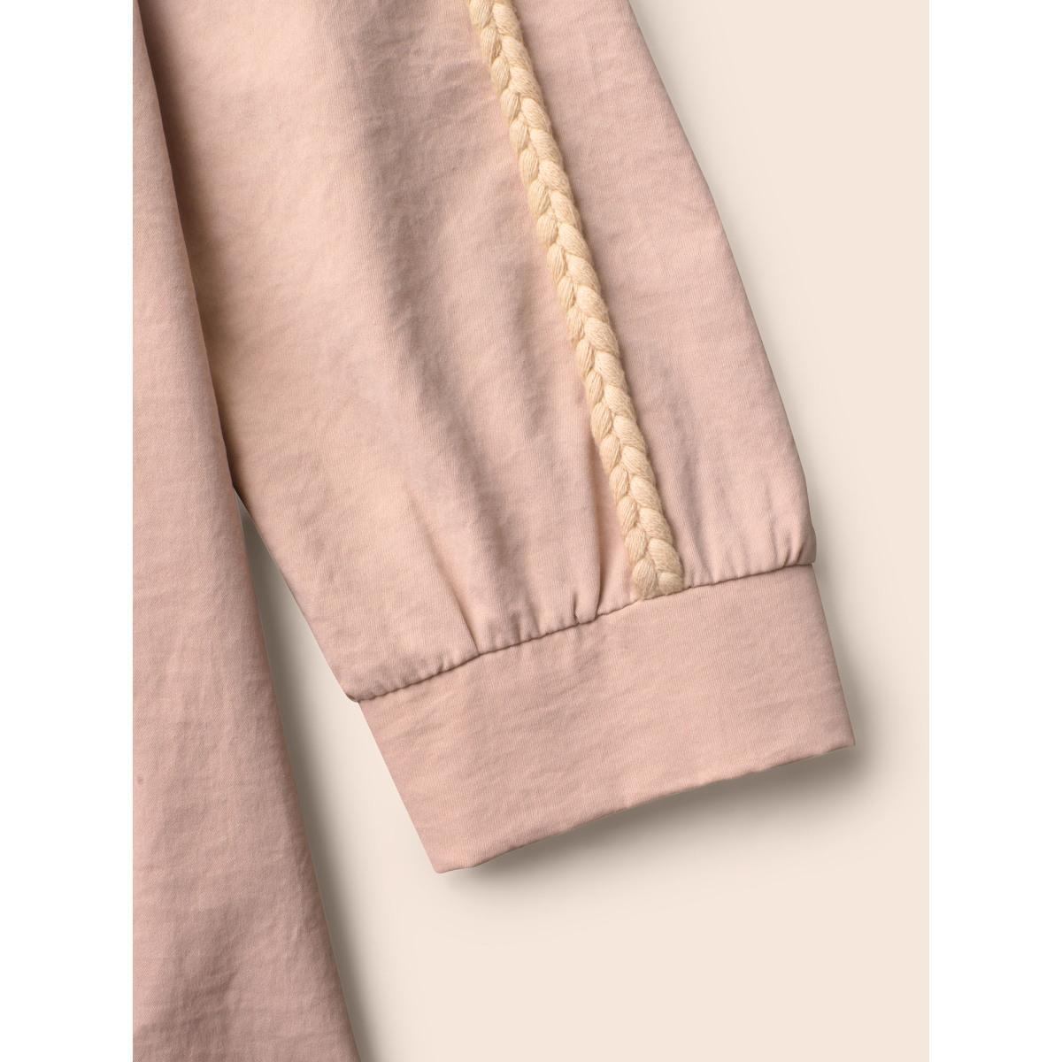 Plus Size Shirt Collar Shirred Woven Ribbon Dress Crepe Women Elegant Woven ribbon&lace trim Shirt collar Long Sleeve Curvy BloomChic 14-16/1X Product Image