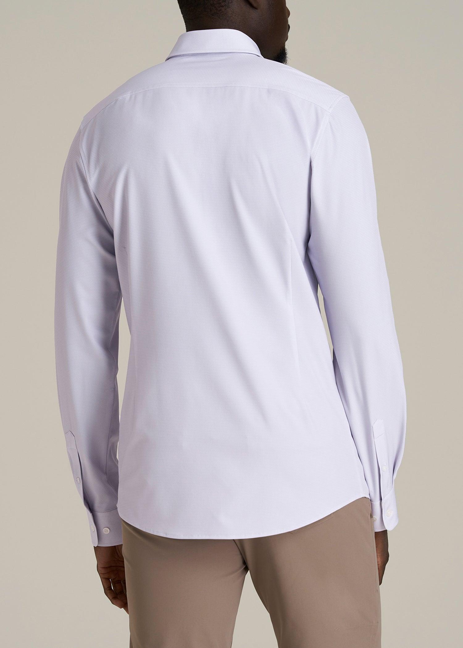 Traveler Stretch Dress Shirt for Tall Men in Light Violet Geometric Product Image