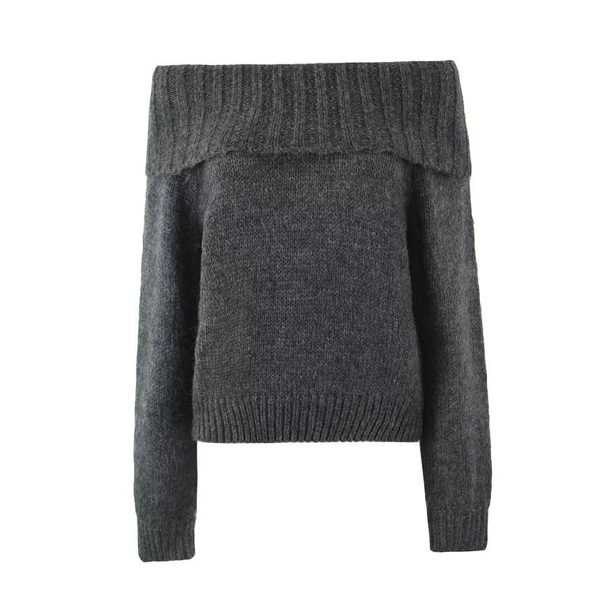 Off Shoulder Plain Sweater Product Image