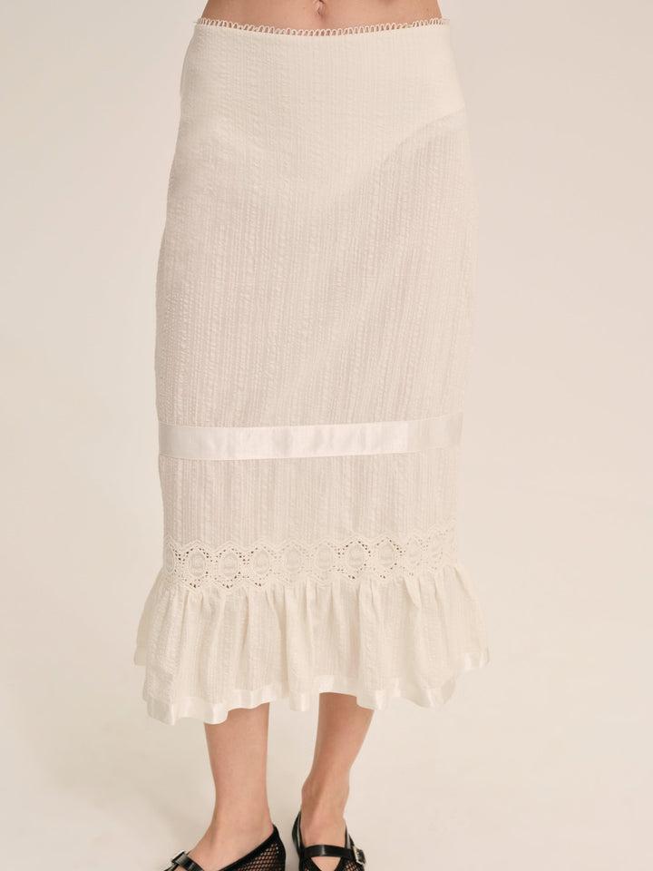 Sweet Summer Midi Skirt — White Product Image