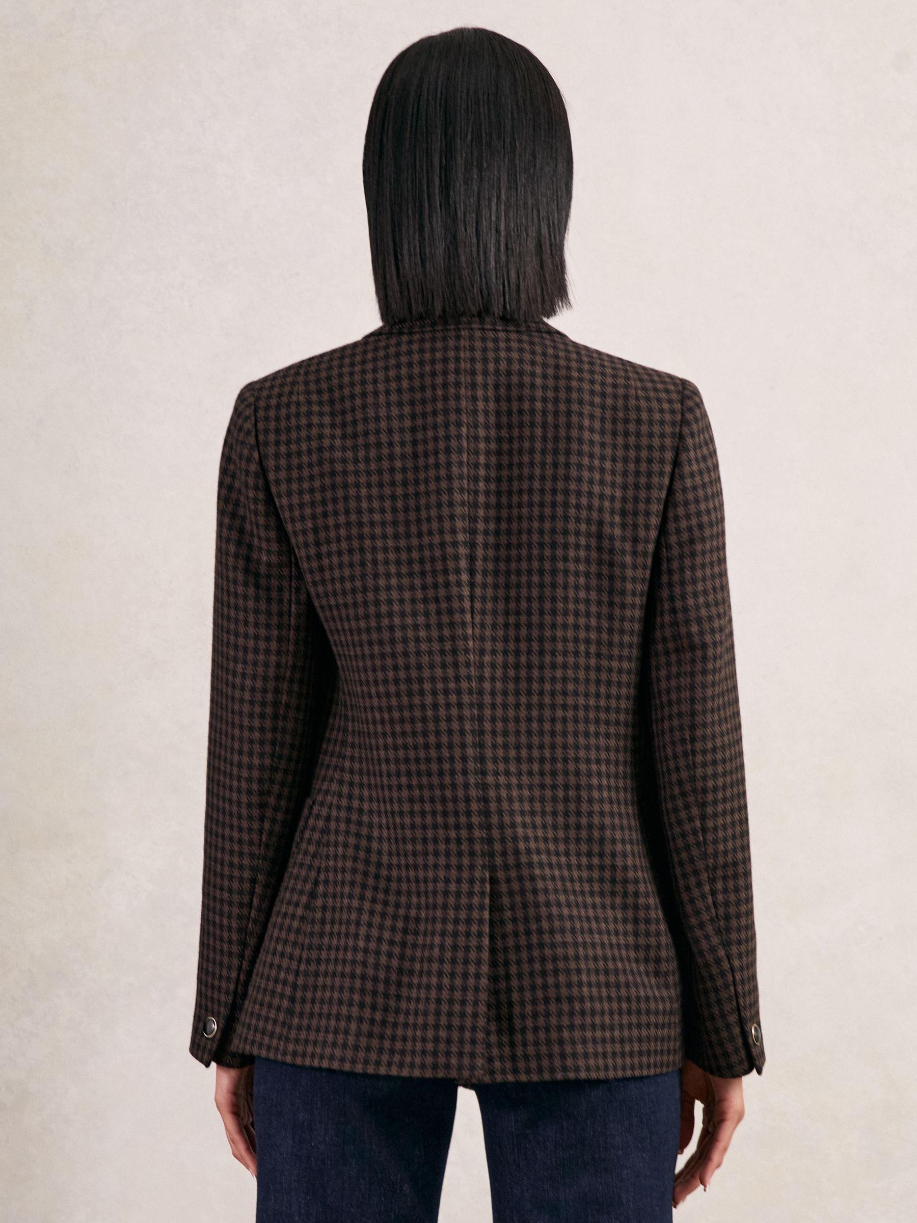 Petite Wool-Blend Double-Breasted Check Blazer in Brown Check Product Image