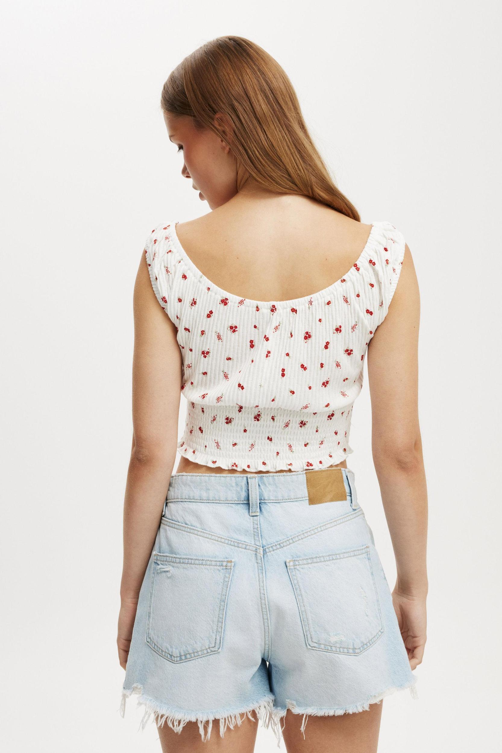 Cotton On Women - Chloe Shirred Short Sleeve Top - Flossy pink Product Image