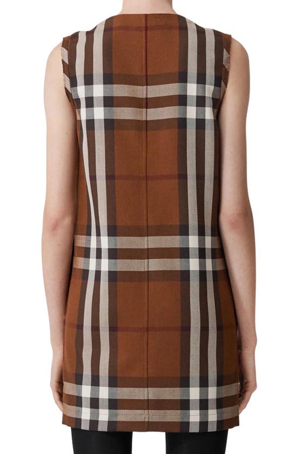 BURBERRY Sleeveless Check Wool Cotton Jacquard Dress In Dark Birch Brown Product Image