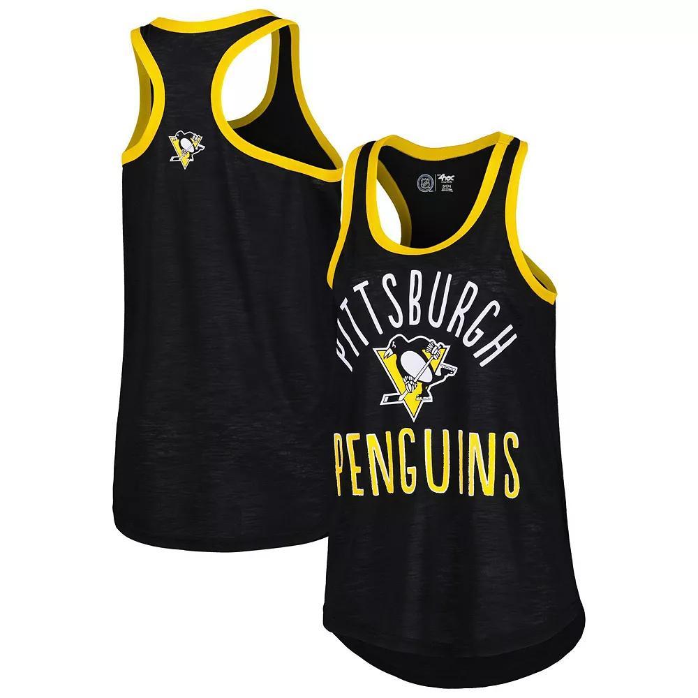 Women's G-III 4Her by Carl Banks Black Pittsburgh Penguins First Base Racerback Scoop Neck Tank Top, Size: Medium Product Image