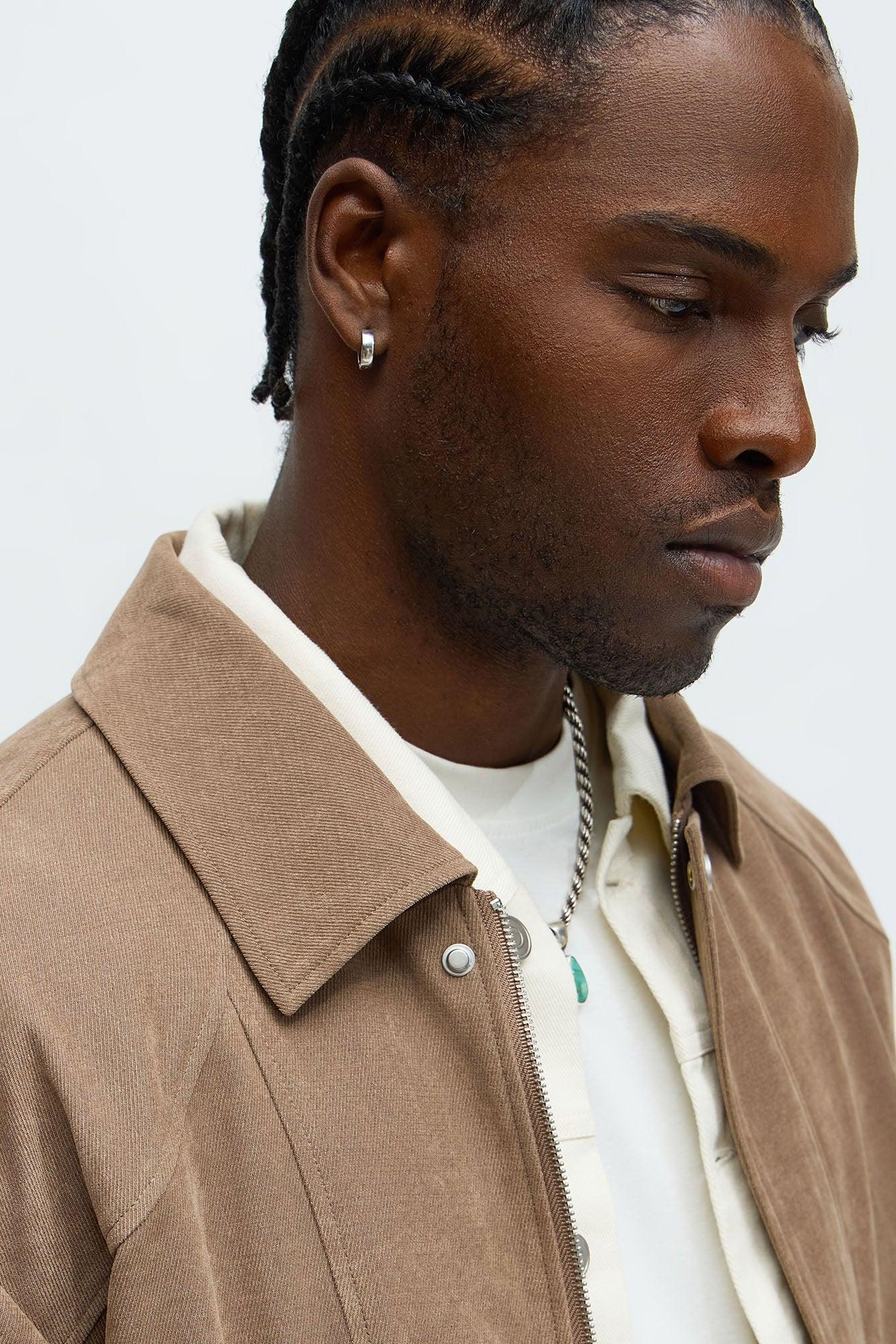 Side Street Paneled Bomber Jacket - Brown Product Image