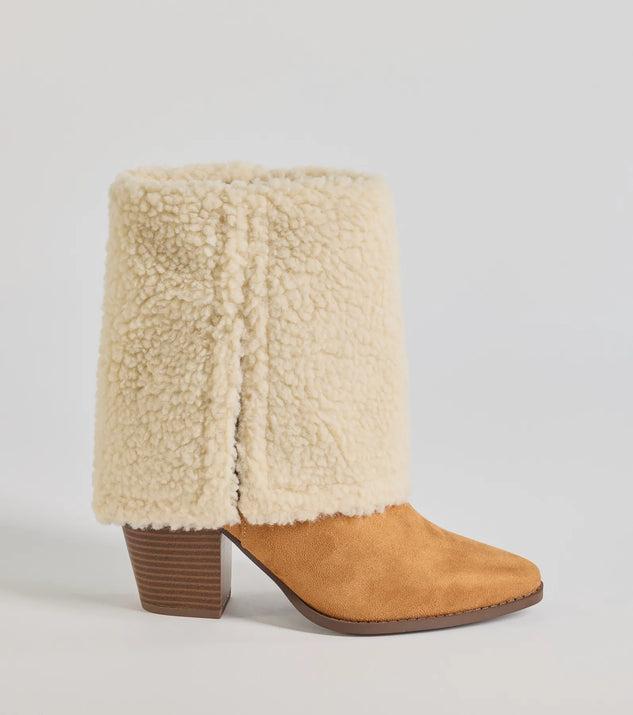 Cozy Vibes Faux Sherpa Foldover Booties Product Image