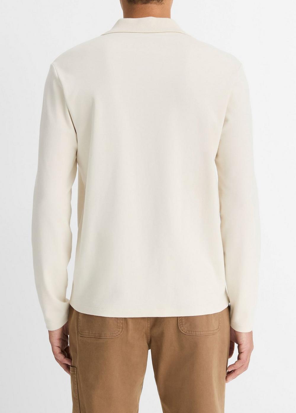 Mens Milano Pima Cotton-Blend Johnny-Collar Shirt, Bone, Size XL Vince Product Image