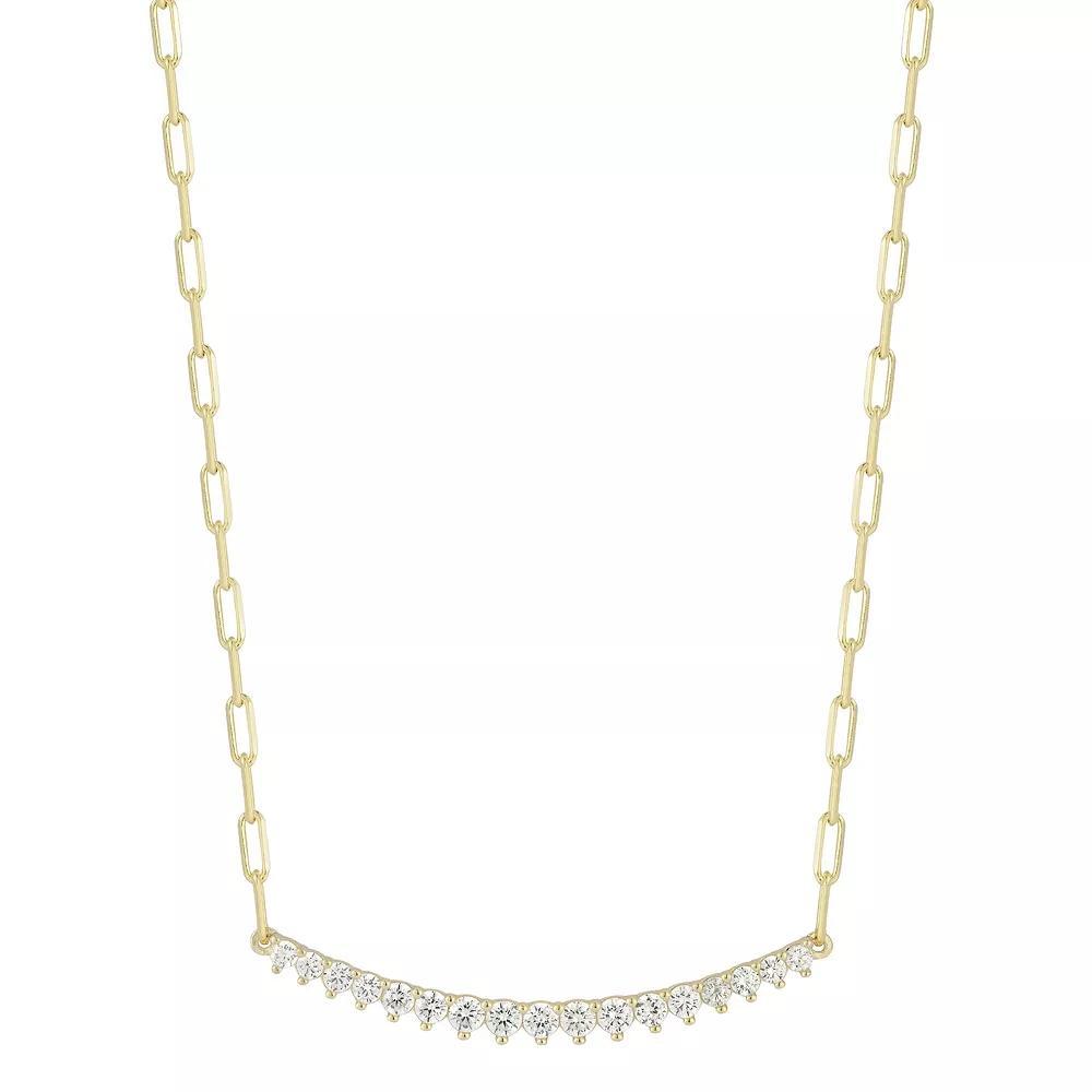 Sunkissed Sterling Cubic Zirconia Big Bar Necklace, Women's, Size: 18", Gold Tone Product Image