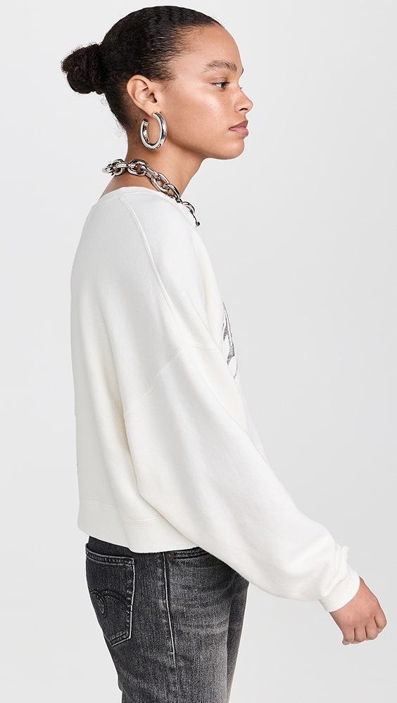 R13 New York Cropped Crew Neck Sweatshirt with Front Slit | Shopbop Product Image