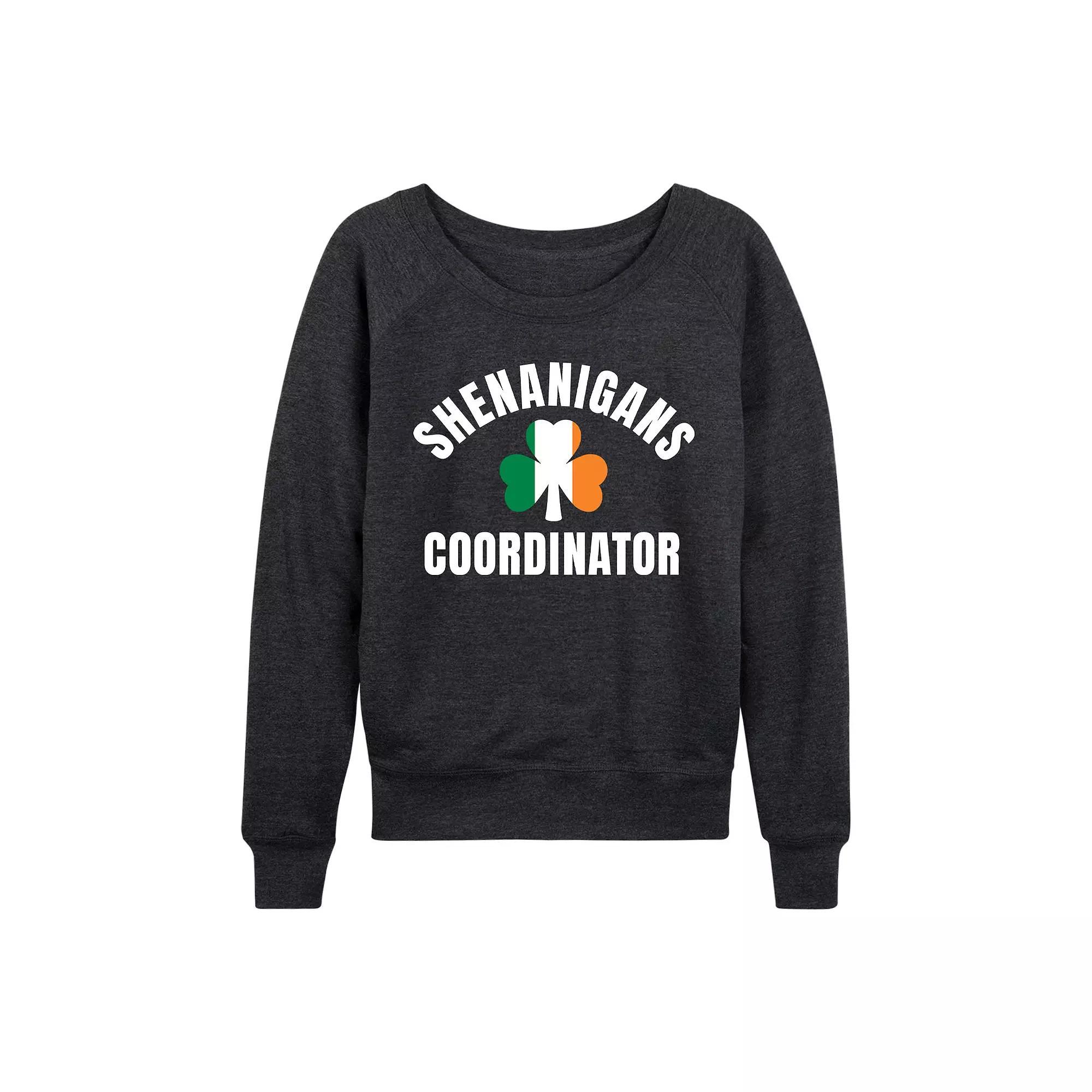 Womens Shenanigans Coordinator French Terry Long Sleeve Tee Heather Grey Product Image
