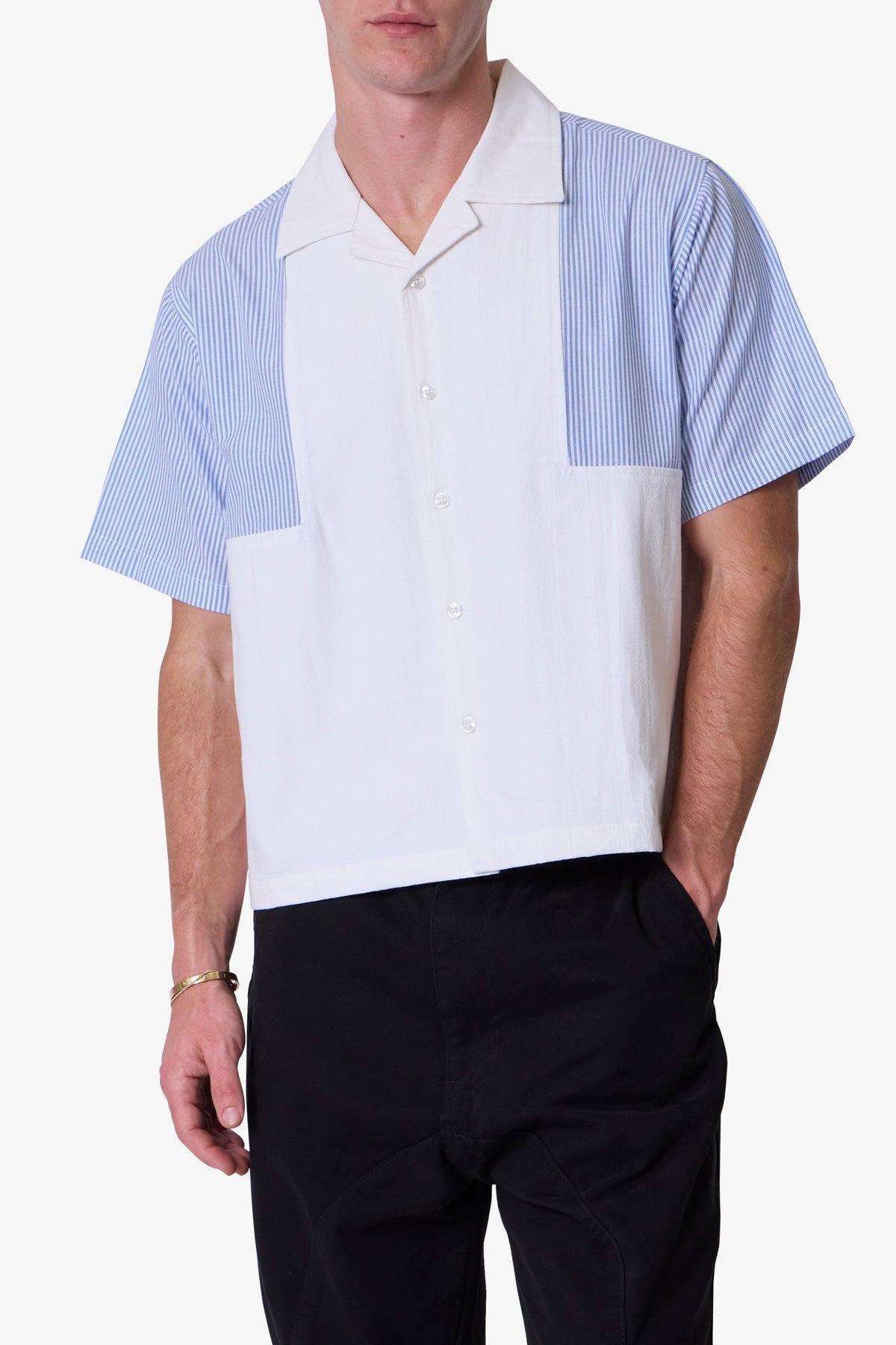 Mixed S/S Button Up Shirt - Blue/White Product Image