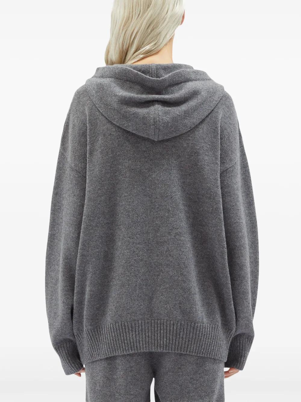 MSGM Embroidered-logo Knitted Sweatshirt In Gris Product Image