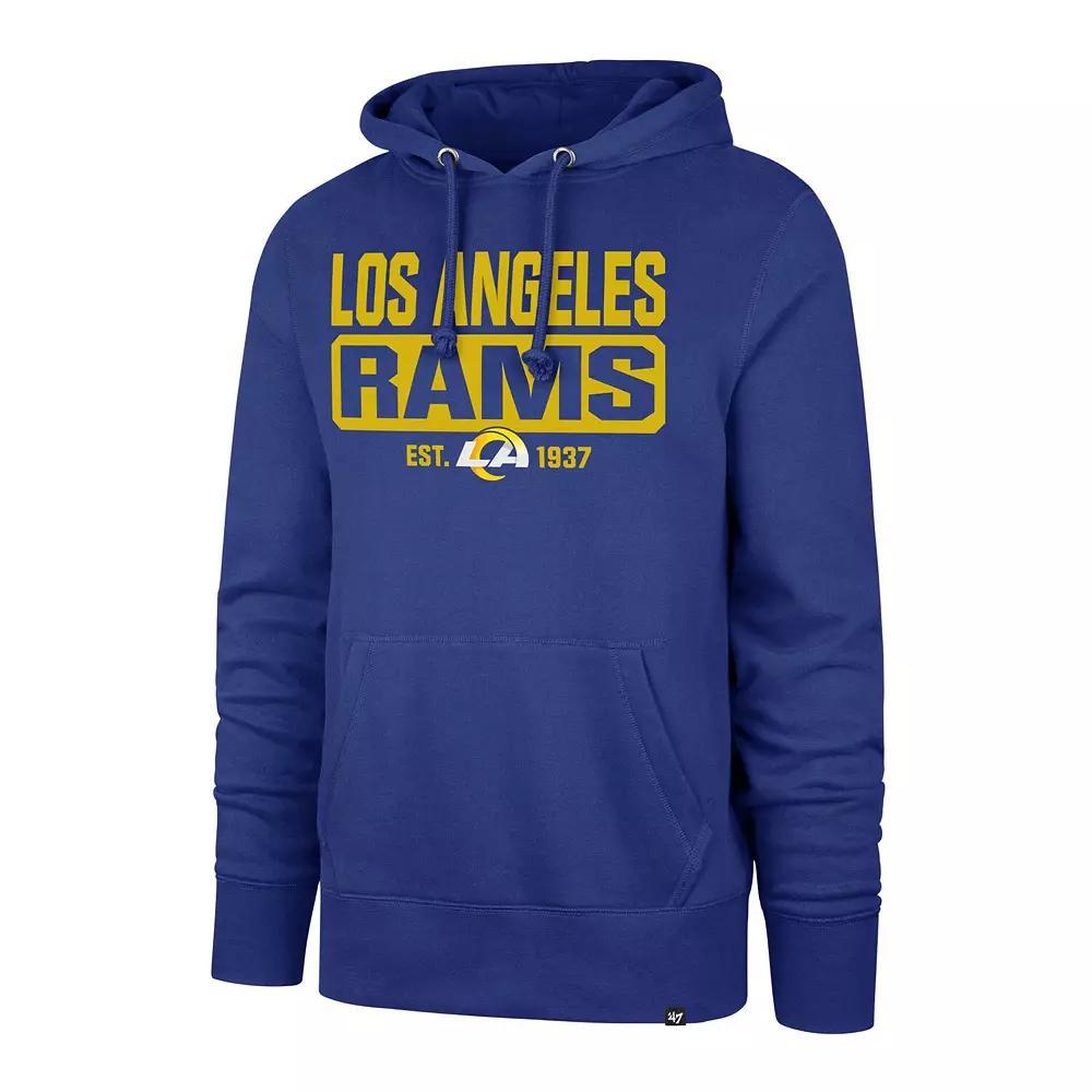 Men's '47 Royal Los Angeles Rams Box Out Headline Pullover Hoodie, Size: Small, Blue Product Image
