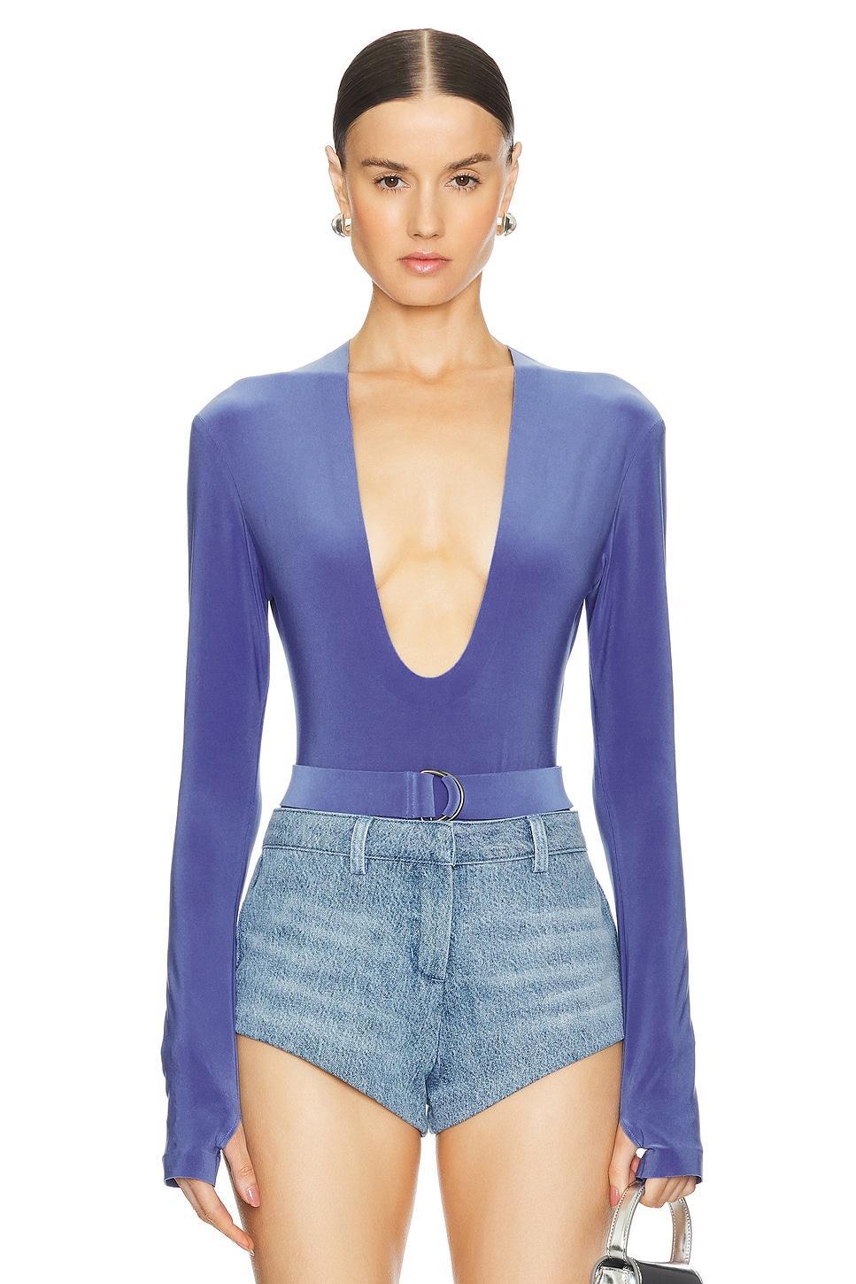 Long Sleeve Deep U Neck Bodysuit Norma Kamali Product Image