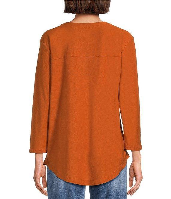 Westbound Petite Size Knit 3/4 Sleeve Crew Neck Tee Product Image