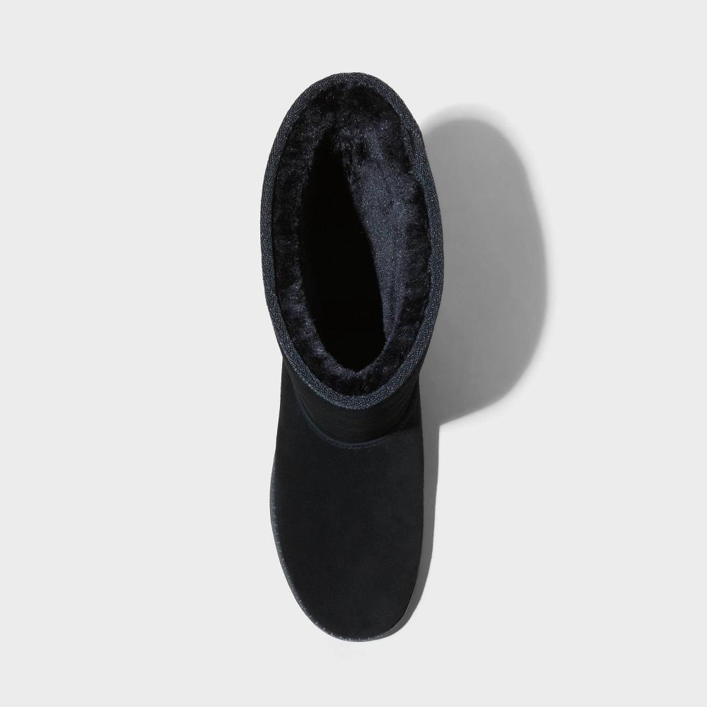Womens Sarah Suede Shearling Winter Boots - Universal Thread Black 5 Product Image