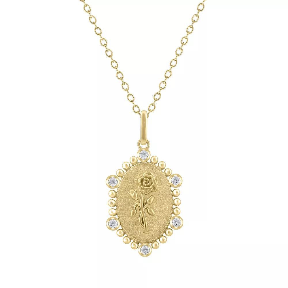 Royal Aura 1/10 Carat T.W. Birth Flower June Rose Pendant Necklace, Women's, Size: 18", Gold Tone Product Image