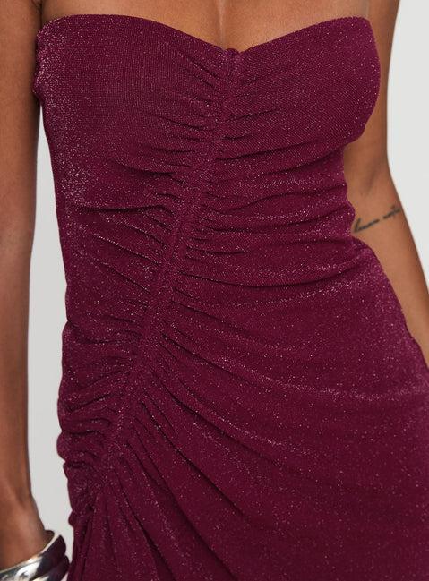 Me Again Strapless Mini Dress Burgundy Product Image