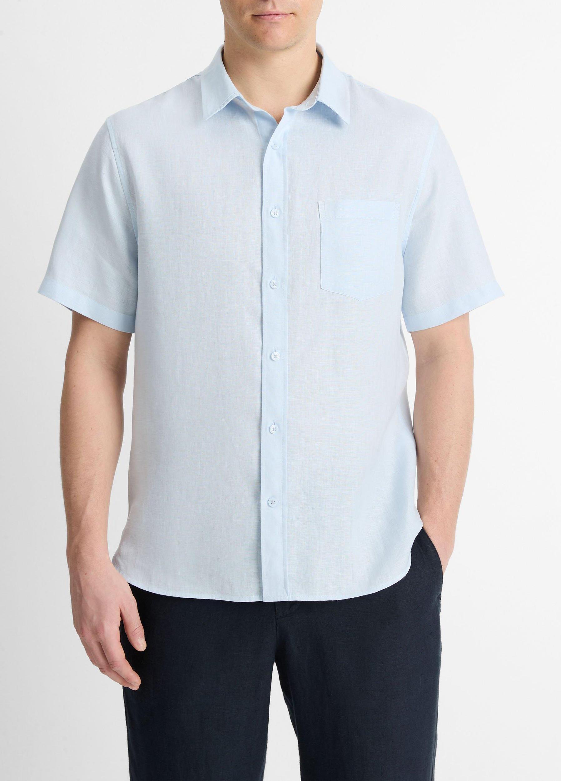 Mens Linen Short-Sleeve Shirt, Pumice Rock, Size XS Vince Product Image