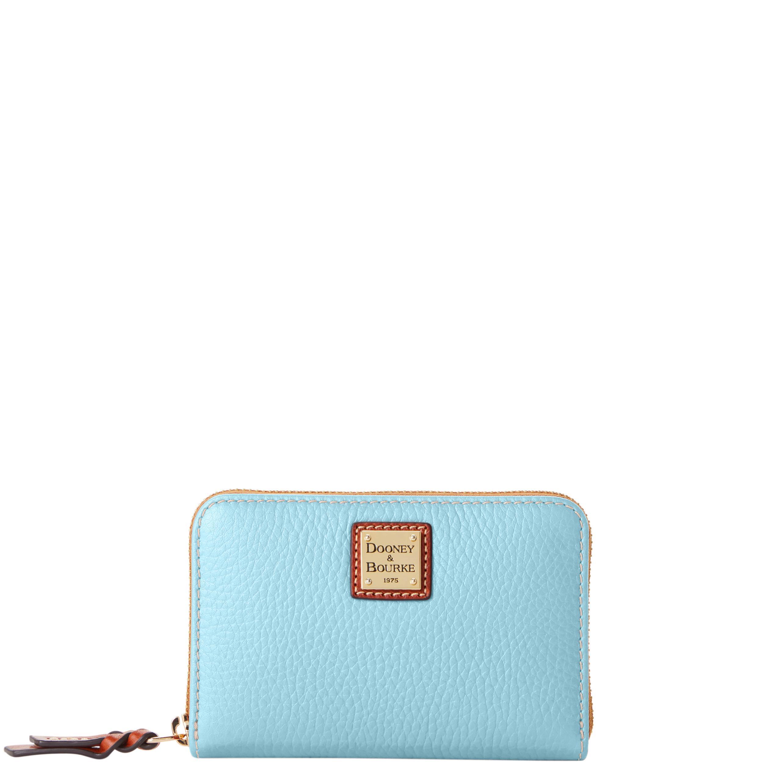 Dooney & Bourke Womens Pebble Grain Medium Zip Around Leather Wallet in Caribbean Blue Product Image