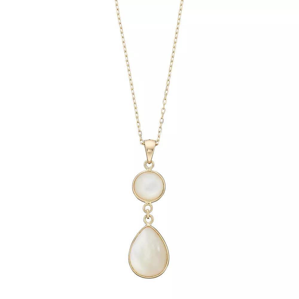 Jewelmak 14k Gold Mother-of-Pearl Geometric Teardrop Pendant Necklace, Women's, Size: 17" Product Image