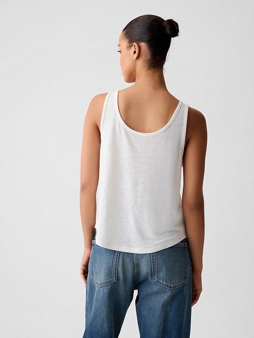 Linen-Blend Henley Tank Top Product Image