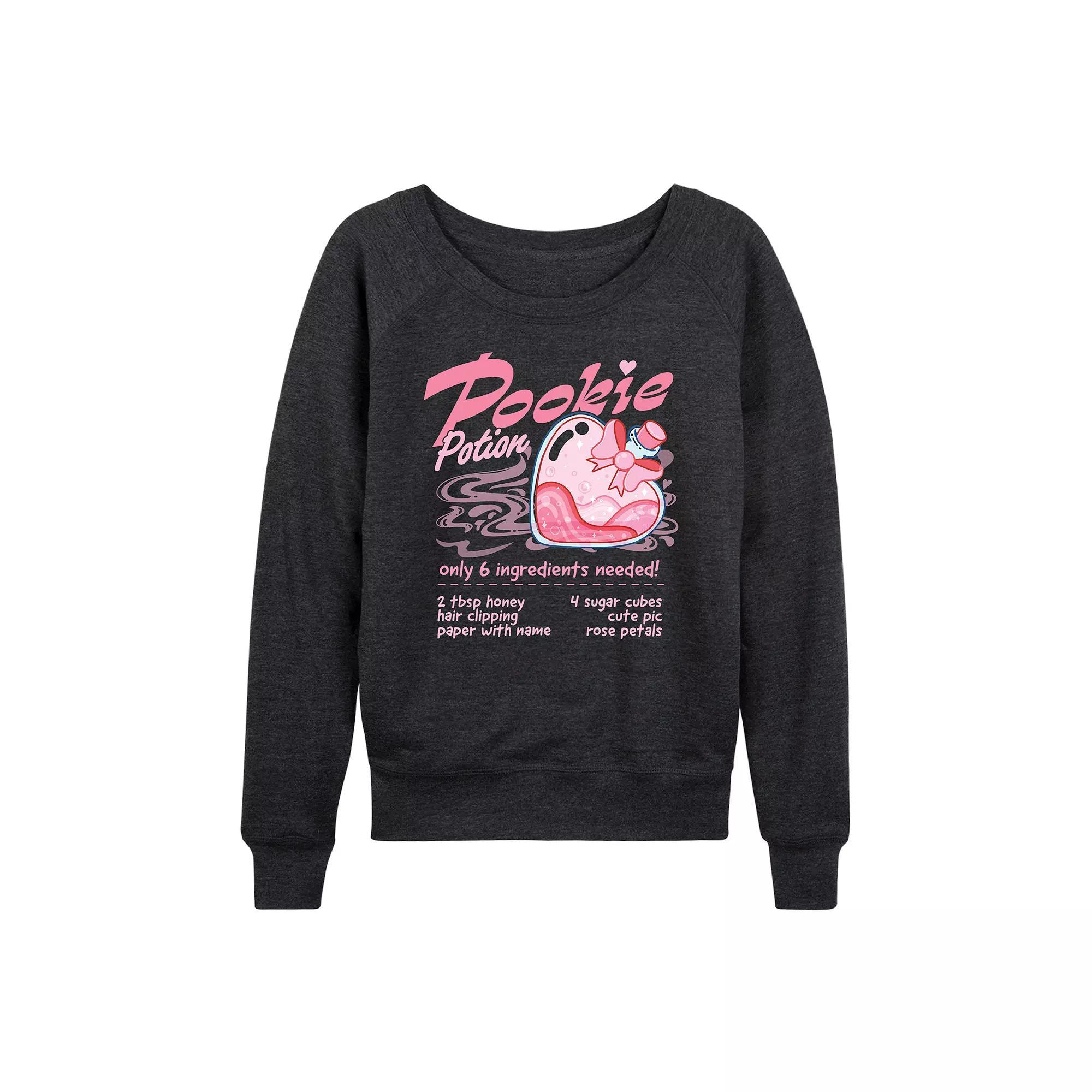 Womens Pookie Potion French Terry Long Sleeve Tee Grey Blue Product Image