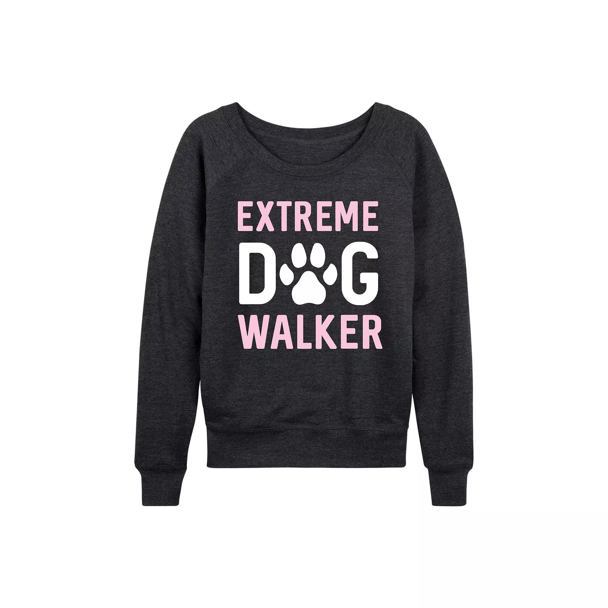 Womens Extreme Dog Walker French Terry Long Sleeve Tee Heather Grey Product Image