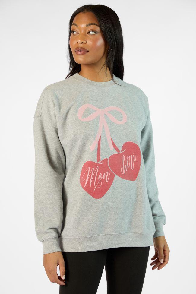 Mon Cheri Light Grey Graphic Sweatshirt Product Image