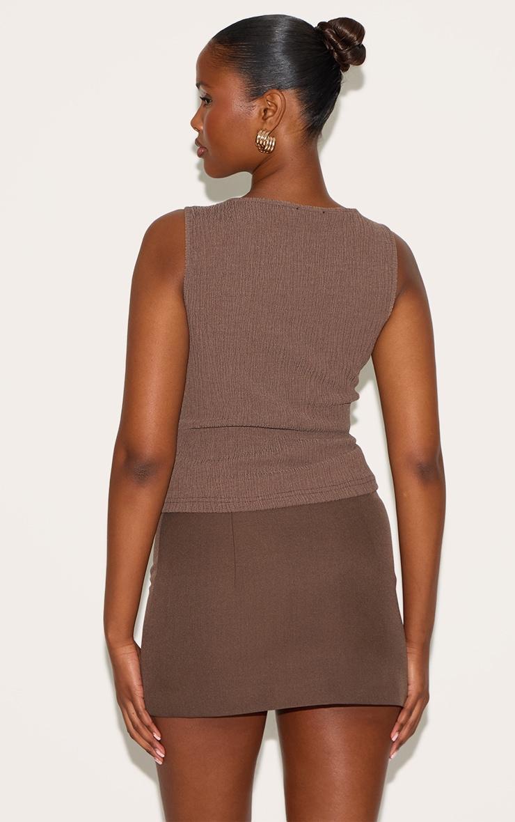 Chocolate Textured Boat Neck Sleeveless Top Product Image