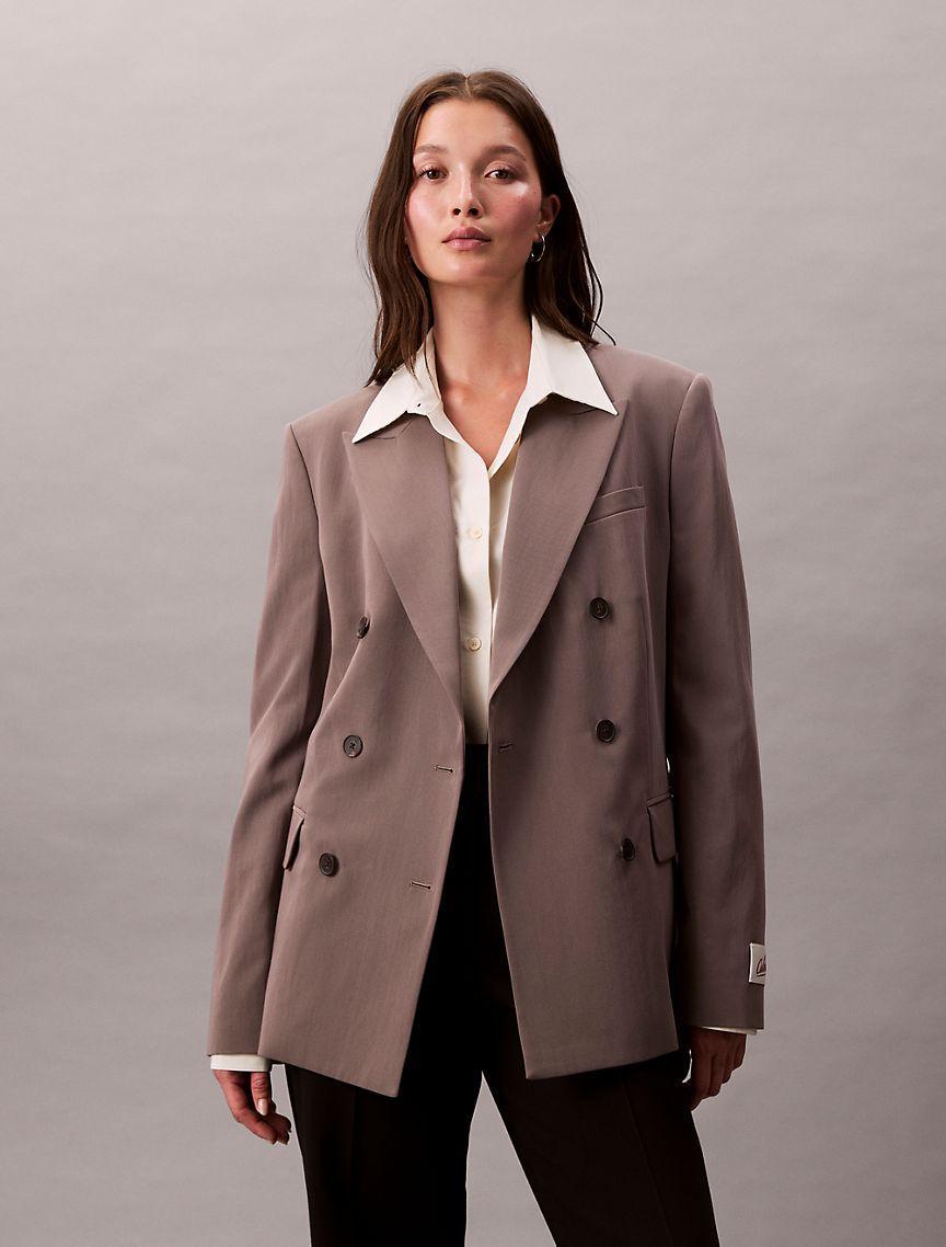 Double-Breasted Wool Gabardine Blend Blazer Product Image