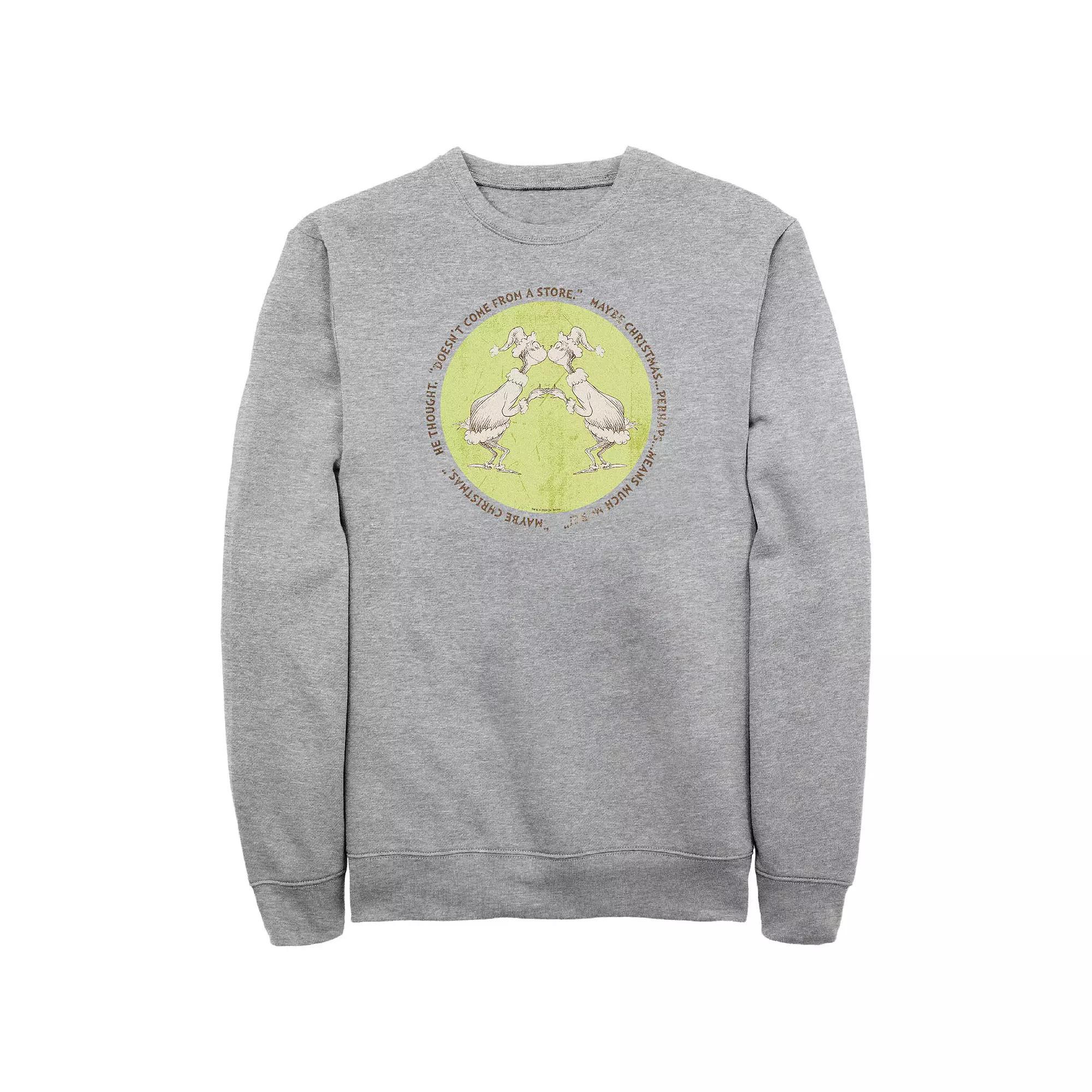 Men's Dr. Seuss Grinch Christmas Perhaps Means Much More Graphic Fleece, Size: XXL Tall, Athletic Grey Product Image