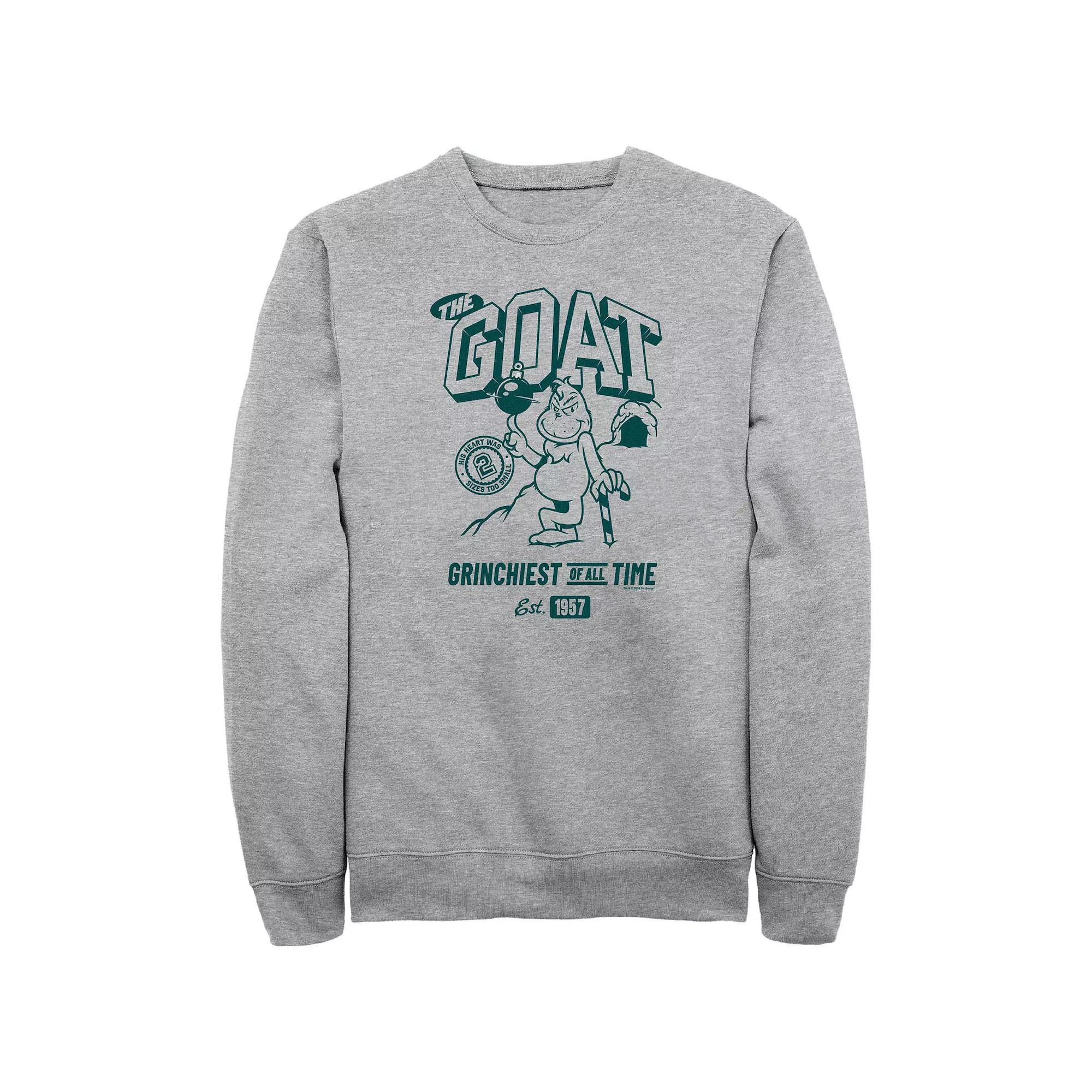 Big & Tall Dr. Seuss Grinch The Goat Graphic Fleece, Men's, Size: XL Tall, Athletic Grey Product Image