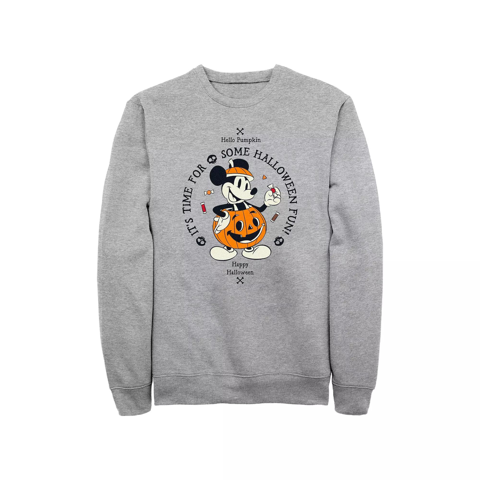 Big & Tall Mickey Mouse Pumpkin Costume Halloween Fun Graphic Fleece, Mens Athletic Grey Product Image
